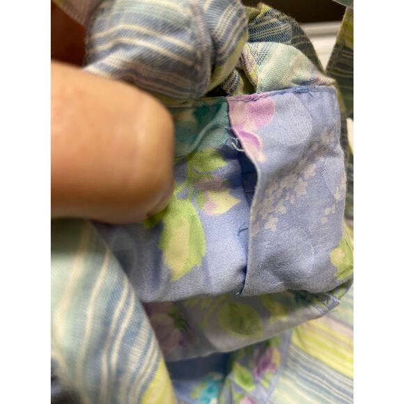 Baby Lulu Oleander Blue Lavender Green Floral Stripe Hat - Picture 3 of 4